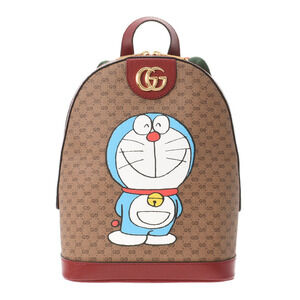 GUCCI GG Supreme Backpack Doraemon Collaboration Beige Tan Calf Leather Daypack